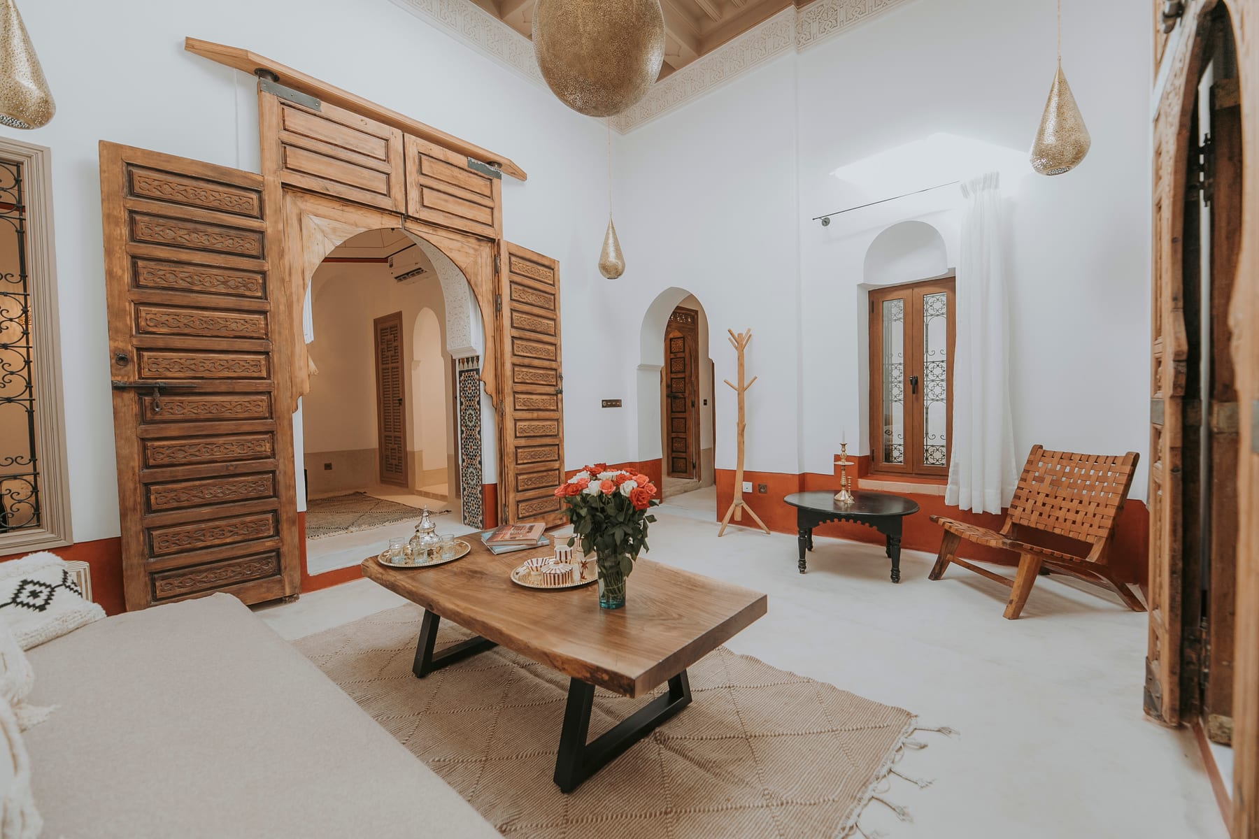The light-filled sitting room in the Bahia Suite at Dar Akal