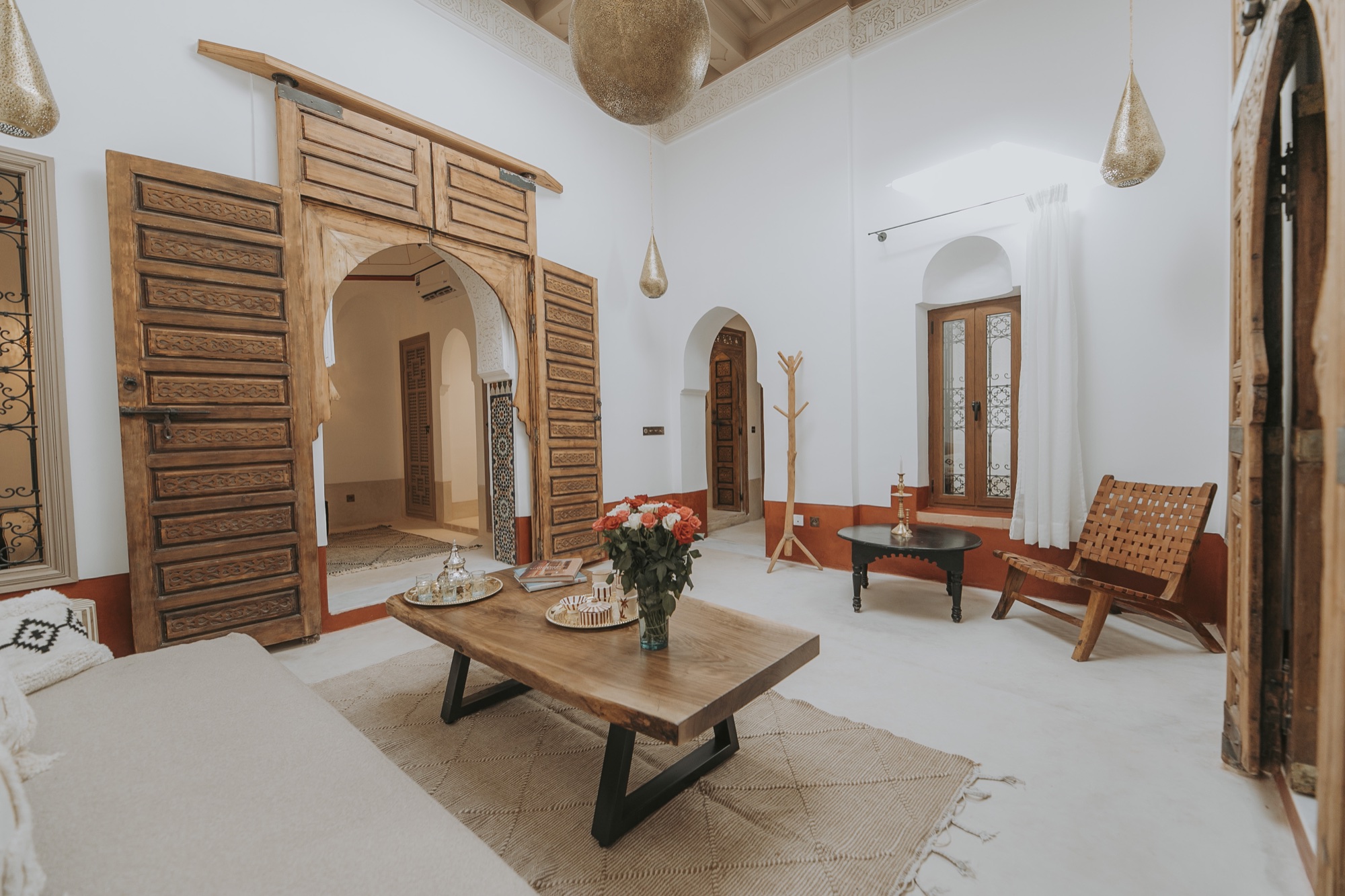 The light-filled sitting room in the Bahia Suite at Dar Akal